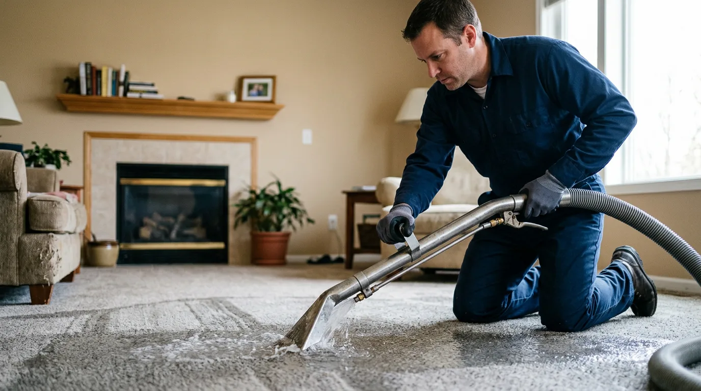 Water damage restoration technician working near Slatedale, PA